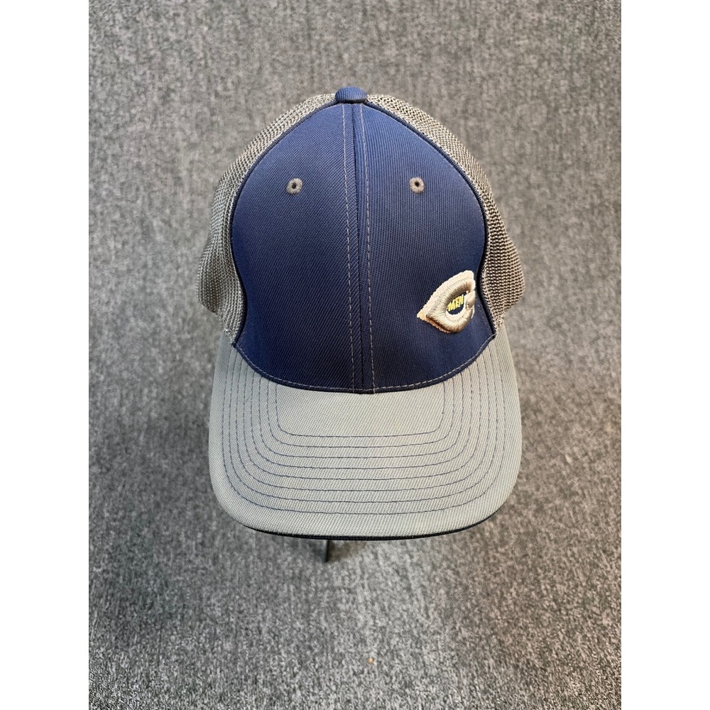 Pacific Headwear 404M Trucker Hat Navy‎ Grey Flexfit Cap L-XL 7 3/8-8 Pro Model